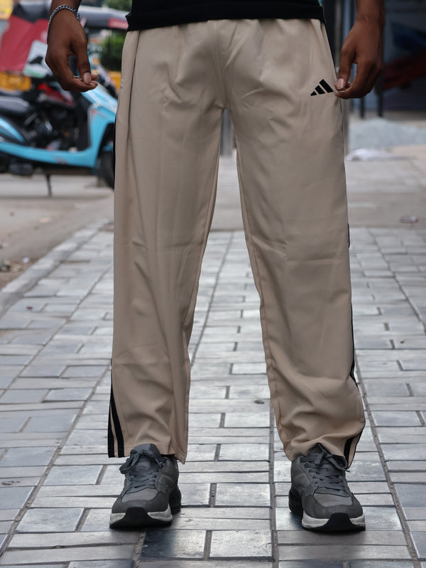 Retro Beige Relaxed-Fit Track Pants