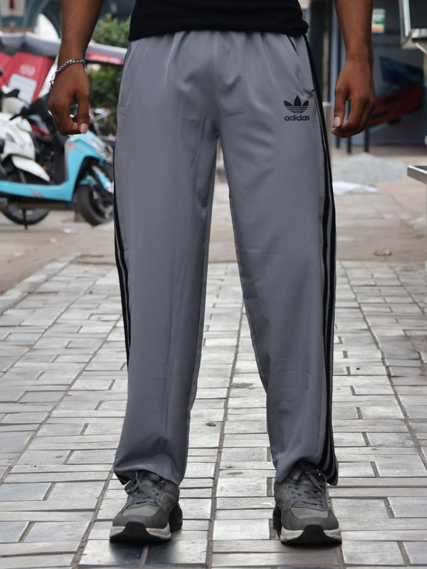 Retro Grey Relaxed-Fit Track Pants
