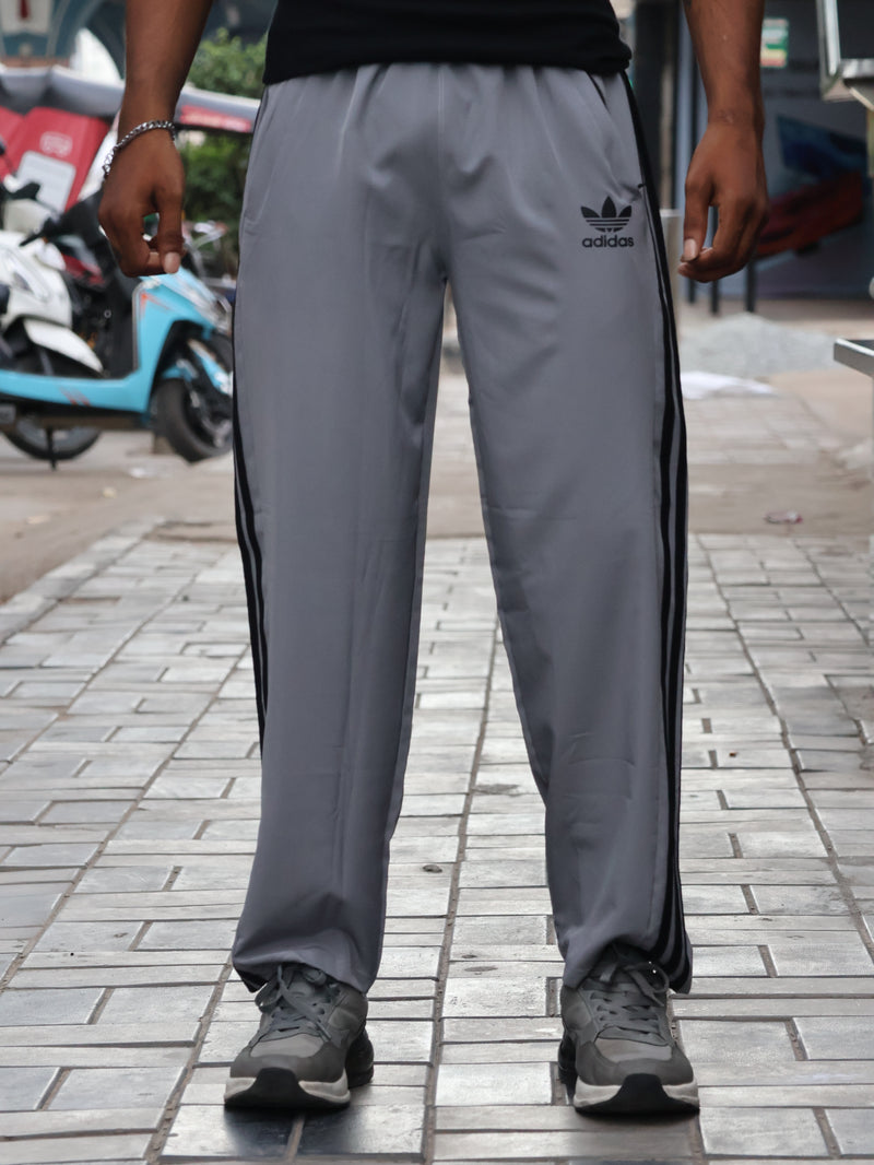 Retro Grey Relaxed-Fit Track Pants