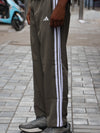 Retro Olive Relaxed-Fit Track Pants