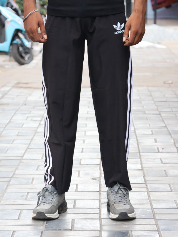 Retro Black Relaxed-Fit Track Pants
