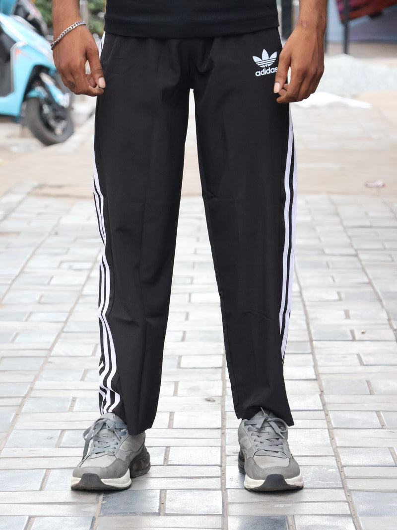 Retro Black Relaxed-Fit Track Pants