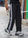 Retro Black Relaxed-Fit Track Pants