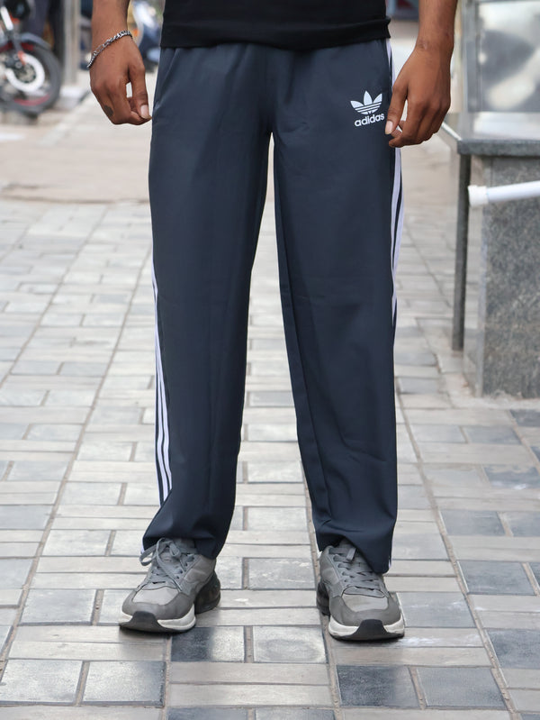 Retro Charcoal Grey Relaxed-Fit Track Pants