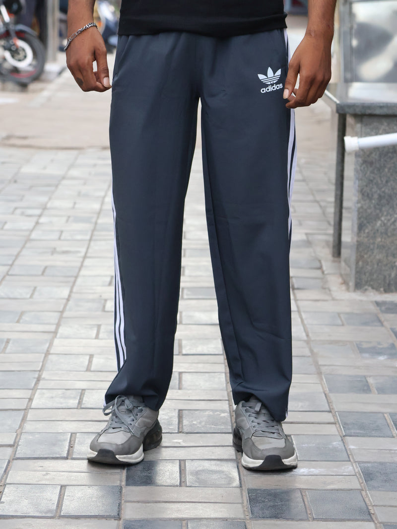 Retro Charcoal Grey Relaxed-Fit Track Pants