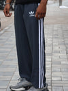 Retro Charcoal Grey Relaxed-Fit Track Pants