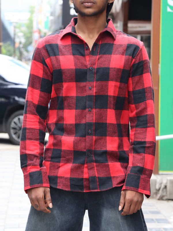 Heavyweight Buffalo Plaid Flannel Shirt – Red & Black