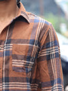 Heavyweight Textured Plaid Flannel Shirt – Earth Brown & Navy