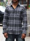 Heavyweight Muted Plaid Flannel Shirt – Charcoal & Slate Blue