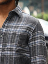 Heavyweight Muted Plaid Flannel Shirt – Charcoal & Slate Blue