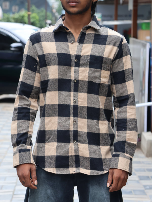 Heavyweight Buffalo Plaid Flannel Shirt – Vintage Cream & Black