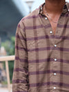 Beige & Maroon Checkered Shirt