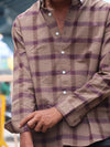 Beige & Maroon Checkered Shirt