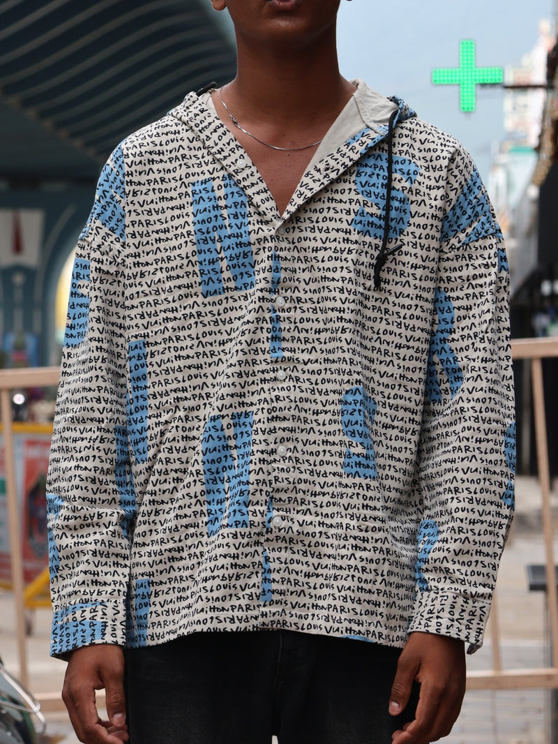 Men's Printed Hooded Shirt
