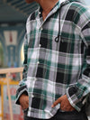 Green & Black Checkered Hooded Shirt
