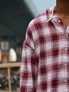 Maroon & White Checkered Hooded Shirt
