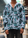 Teal & Black Graphic Hooded Shirt