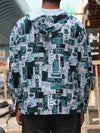 Teal & Black Graphic Hooded Shirt