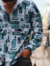 Teal & Black Graphic Hooded Shirt