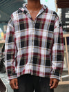 Maroon & Black Checkered Hooded Shirt