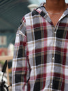 Maroon & Black Checkered Hooded Shirt