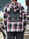 Maroon & Black Checkered Hooded Shirt