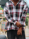 Maroon & Black Checkered Hooded Shirt