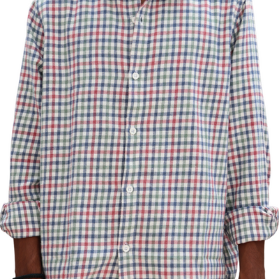 Oversized Multicolor Checked Shirt – Rabble Rousers Back Print (Peach Lettering)